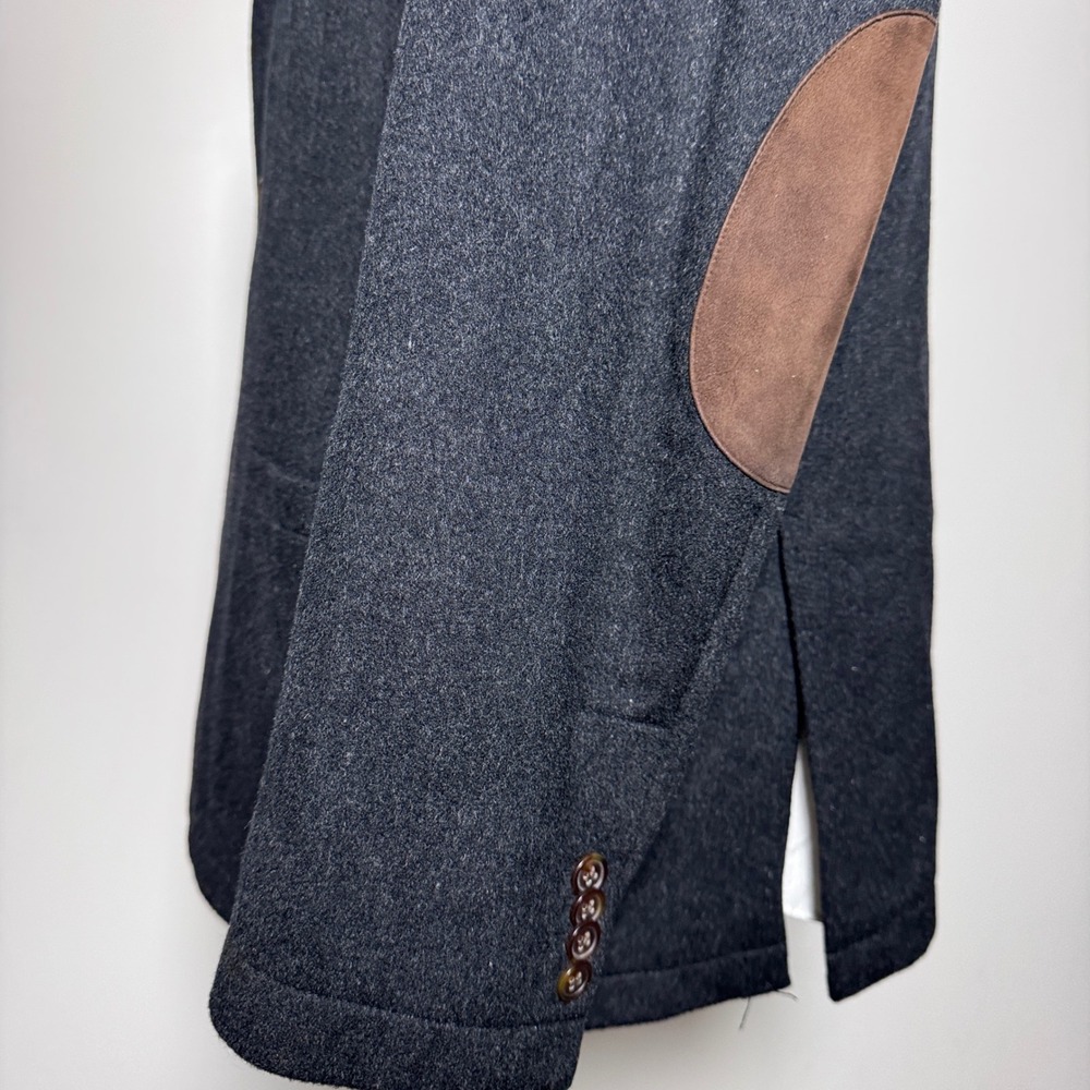 Cremieux Blazer Mens XXL Charcoal Gray‎ Solid Wool Elbow Patches Sport Coat - Picture 3 of 6